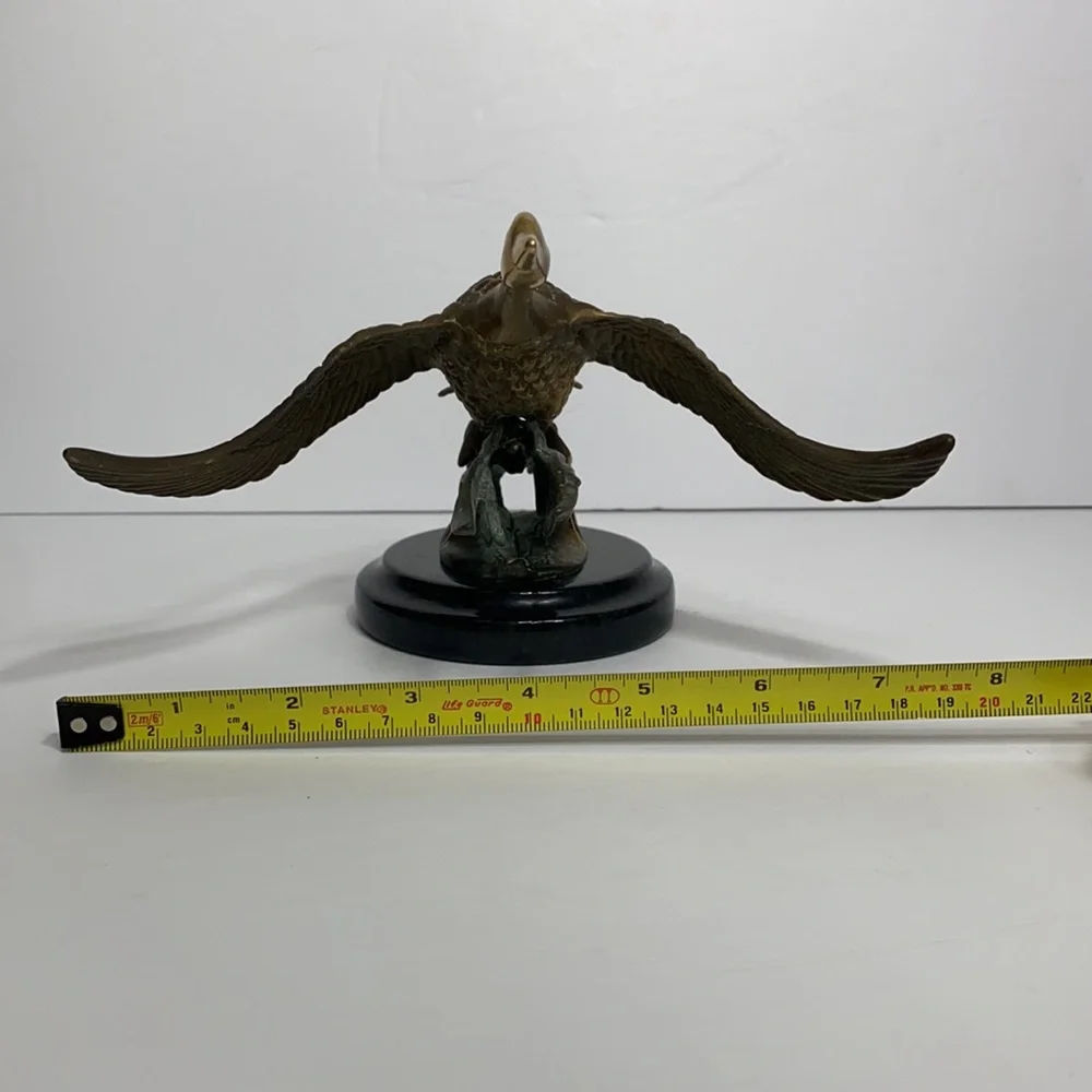 Vintage Brass Flying Goose on Pedestal Mid-century Modern Office Library Decor